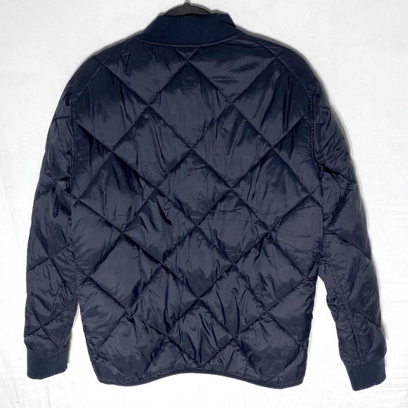 Calvin Klein Black Blue Reversible Quilted Puffer Zip Front Bomber Jacket S - Picture 3 of 15